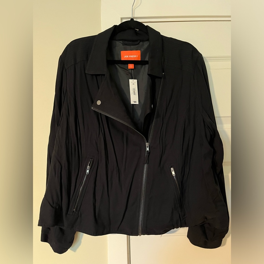 Joe Fresh+ black rayon moto jacket, 2X
